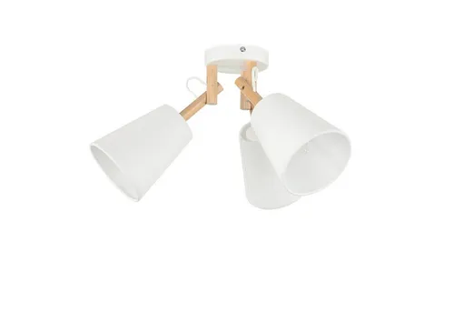 Licht-Erlebnisse Deckenleuchte VAIO, ohne Leuchtmittel, Deckenlampe Weiß Holz Stoff Skandinavisch wohnlich 3x E27