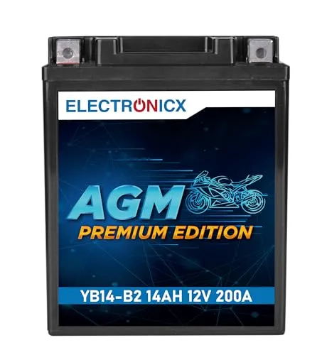 Electronicx YB14-B2 GEL Motorradbatterie 12V 14Ah 200A/EN – Wartungsfrei, Doppelte Lebensdauer, Hohe Startleistung – Perfekt für Motorräder mit hohem Energiebedarf