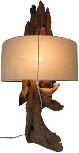 GURU SHOP Wandlampe Molukka - Handgefertigt aus Treibholz - Wandleuchte aus naturgebleichtem Treibholz und Baumwolle, ideal für Naturliebhaber. Jedes Stück ist einzigartig und nachhaltig, perfekt für ein gemütliches Ambiente.