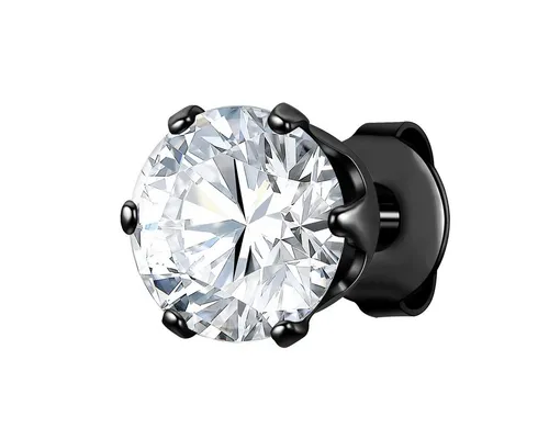 True Rebels Herren Ohrstecker aus Edelstahl mit Zirkonia - Ohrschmuck aus hochwertigem Edelstahl, schwarz rhodiniert und verziert mit funkelndem Zirkonia – perfekt für einen stilvollen Look.