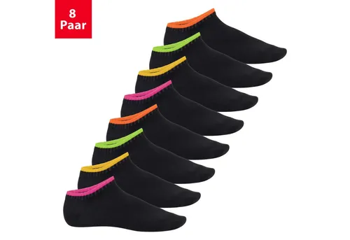 Footstar Füßlinge Damen & Herren Sneaker Socken (8 Paar) Neon Sportsocken