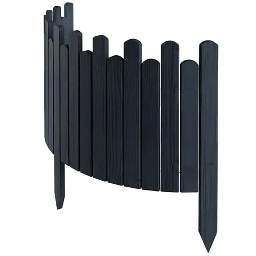 Floranica Beeteinfassung Rasenkante 40 cm Anthrazit 100 cm lang - Rasenkanten aus hochwertigem Kiefernholz, flexibel formbar und einfach zu installieren - die perfekte Lösung für kreative Gartenideen!