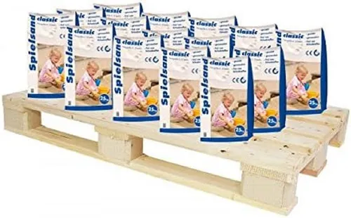 Hamann Mercatus Spielsand Classic 45 x 25 kg - Feiner Spielsand mit Korngröße 0-2 mm, ideal für Sandkästen. Besonders formstabil und leicht zu verarbeiten, sorgt für tolle Sandkuchen-Ergebnisse. Geprüfte Qualität, erfüllt Standards für Kitas und Kindergärten.