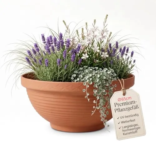BigDean XXL Pflanzschale 65 cm – Leichte Blumenschale für kreative Bepflanzung