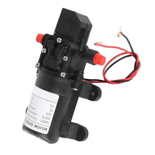 Hochdruck-Wasserpumpe, DC 12 V, 60 W, 5 l/min, Pumpe, Pumpe, automatische Ansaugung, 116 PSI mit Klemmen für Camping, Auto, Boot, Länge der Leitung 29 cm