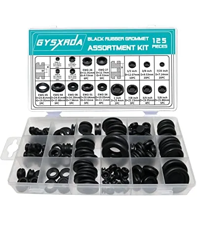 Gysxrda 125- tlg. Kabeldurchführung Gummi in 18 Größen Gummistopfen Schwarz Gummitülle Rund Blindstopfen Karosseriestopfen für elektroinstallation, Auto, Wohnmobil, Boot, lkw, Kabelkanal Kabelschutz