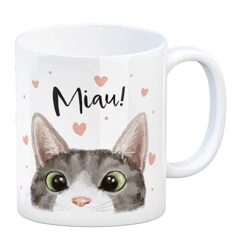 Miau Katze Kaffeebecher eine schöne Tasse für die Arbeit Kaffeebecher niedlicher Katzenbecher Kaffeetasse mit Katzenmotiv Illustration