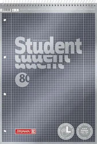 BRUNNEN Collegeblock Premium Student Spirale oben | A4, Lineatur 28, 80 Blatt, anthrazit