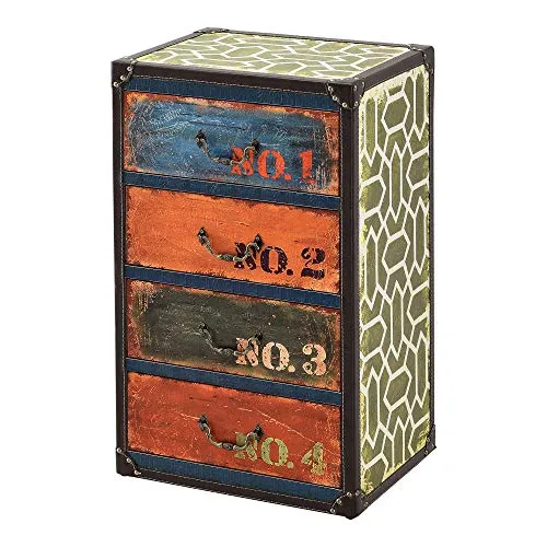 [en.casa] Kommode mit 4 Schubladen im Industrielook - Stylische Kommode mit 4 Schubladen für vielseitigen Stauraum. Ideal für jeden Haushalt - modernes Design aus MDF und Kunstleder, Maße: 66 x 40 x 30 cm.