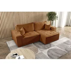 L-förmiges Bohoo-Ecksofa mit Schlaffunktion Ziegel Rechts