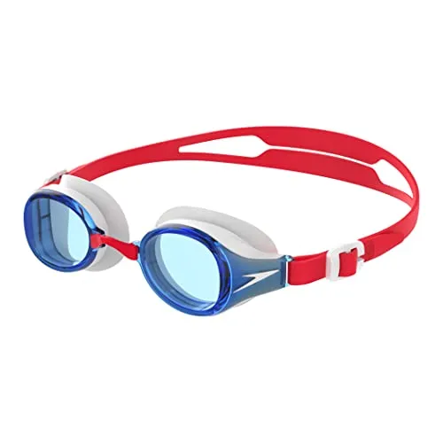 Speedo Unisex Kinder Junior Hydropure Verspiegelte Schwimmbrille | Schwimmtraining | Anti-Beschlag | UV-Schutz Schwimmbrille, Rot/Weiß/Blau, Einheitsgröße