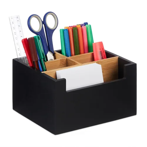 Schreibtisch organizer Kosmetik Aufbewahrung Bambus Stiftehalter 5 Fächer