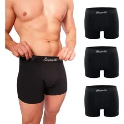 Benonetti Boxershorts weich, langlebig & atmungsaktiv, kein Aufrollen (3 Paar, 3-St., Packung, 3er-Pack) Mit Komfortbund und Logo, ohne kratzenden Zettel schwarz XXL