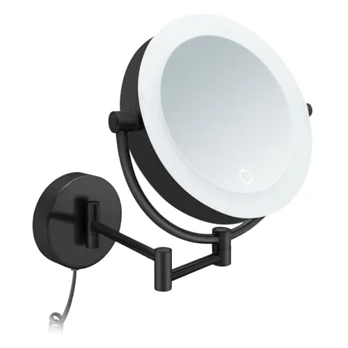 Libaro Kosmetikspiegel TOKIO – 5-fach & 10-fach Vergrößerung - Schminkspiegel mit LED-Beleuchtung, extra groß und wandmontierbar für optimalen Komfort beim Schminken.