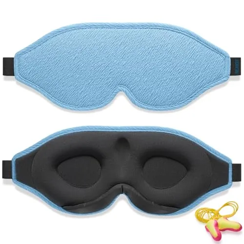 Innovative Schlafmaske für Herren und Frauen, 99,99% lichtblockierend | Ergonomische, Einstellbare Augenmaske mit Ohrstöpseln für Schlaf, Nickerchen, Meditation,Reisen und angenehme Nachtruhe(Blau) 2026