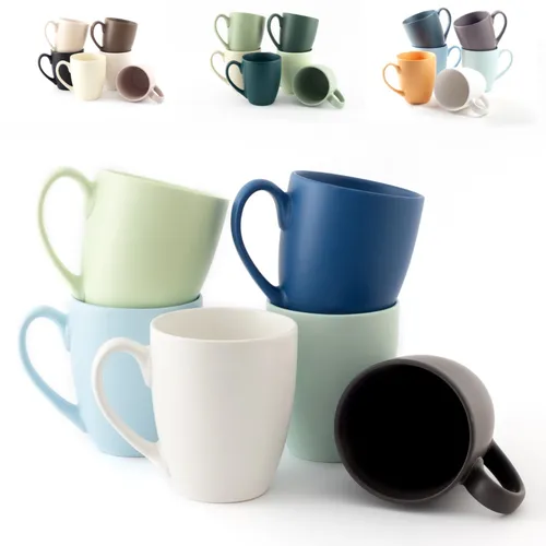 Hanseküche Kaffeebecher 6er Set 360ml (Blau Matt) - Kaffeetassen & -becher, großes 6er Set aus spülmaschinenfestem Keramik, ideal für Heißgetränke und perfekt für gesellige Runden.