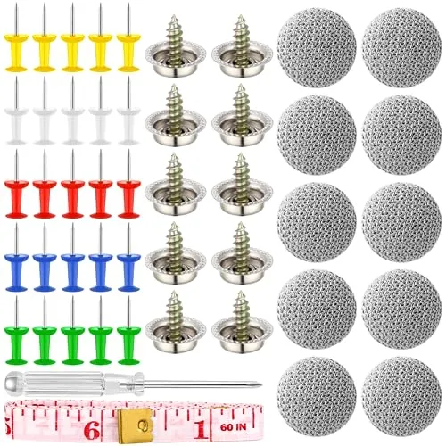 Royouzi 65 Stück Dachhimmel Reparatur Set, Auto Dachhimmel Reparatur Nieten, KFZ Dachhimmel Reparatur Nieten, mit Stecknadeln Schraubendreher Maßband für Alle Autos