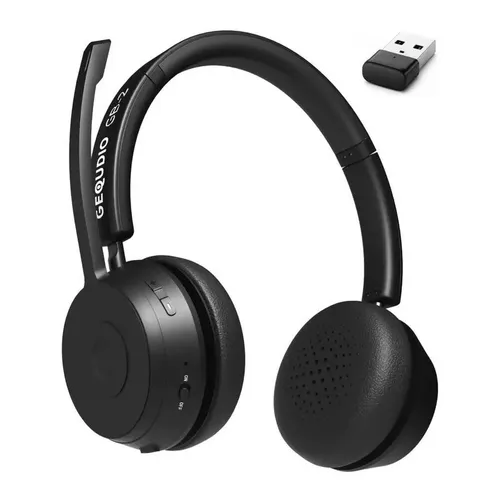 GEQUDIO GB-2 Bluetooth Headset mit Mikrofon - Kopfhörer mit passivem Noise Cancelling, ideal für klare Konferenzen und Musik. Verbindet zwei Geräte gleichzeitig und bietet bis zu 500h Standby-Zeit für ununterbrochenen Genuss.