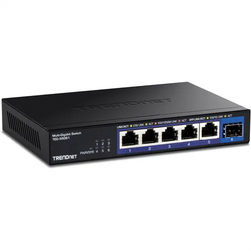 TEG-S5061 6-Port 2.5G Unmanaged Switch - Netzwerk-Switch mit 6 Ports, ideal für schnelle Netzwerkanforderungen und einfach zu montieren, TAA-konform für zusätzliche Sicherheit.