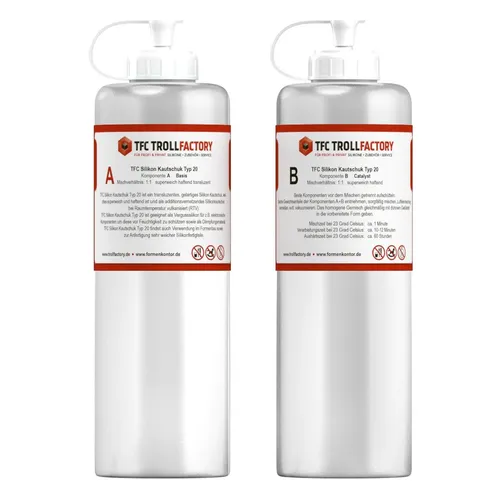 TFC Silikon Kautschuk Typ 20 Verguss transluzent Shore superweich haftend 1kg