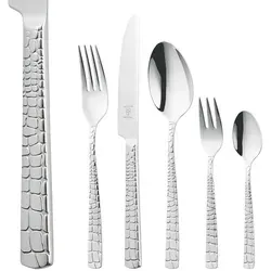 Justinus Besteckset Croco - 30-teiliges Edelstahl-Besteck für 6 Personen, stilvolles Kroko-Design und lebensmittelecht
