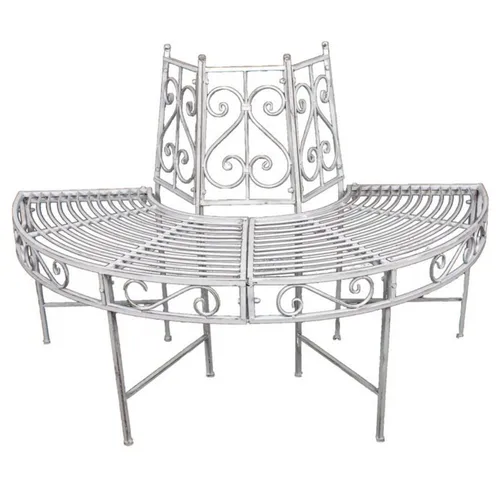 GartenHero Baumbank – Runde Gartenbank aus Metall - Robuste Baumbank aus pulverbeschichtetem Metall in antik-weiß, ideal für entspannte Stunden im Garten unter Ihrem Lieblingsbaum. Wetterfest und langlebig, perfekt für jeden Baum.