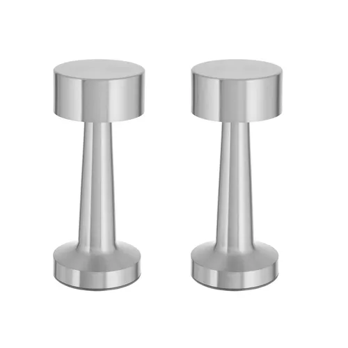 2x Akku Tischleuchte SIlber Touchfunktion 3 Weisstöne Nachttischlampe Dimmbar