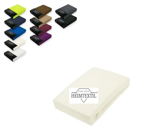 Exklusiv Heimtextil Frottee Spannbettlaken Marke 60-70 x 140 cm 80% Baumwolle, 20% Polyester Öko - Tex Zertifiziert, Markenqualität, Matratzenhöhe bis 10 cm, Naturweiß