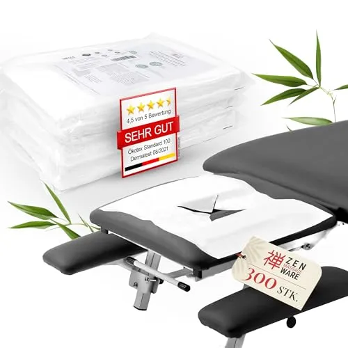 ZEN – 300x Einweg Nasenschlitztücher für Therapieliegen mit X-Ausschnitt – Vlies Einwegauflagen für Kopfstützen bei Massageliegen & Behandlungsliegen – Hautverträgliche Gesichtsauflagen 40x31 cm