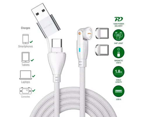 4smarts 4smarts USB-C/A 540° Magnetkabel GravityCord 100W Induktions-Ladegerät