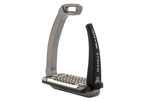ACAVALLO Sicherheits-Steigbügel REL-X EASY in Titanium - Sicherheitssteigbügel für mehr Stabilität im Sattel, robust und leicht, ideal für den täglichen Einsatz beim Reiten.