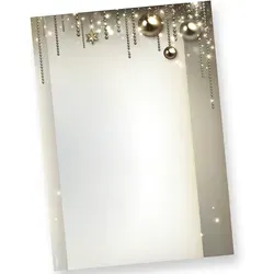 TATMOTIVE Weihnachtsbriefpapier NOBLESSE - Elegantes Briefpapier für festliche Grüße - Hochwertiges NOBLESSE-Motiv mit edlem Weihnachtsschmuck in Gold und Silbergrau. Ideal für persönliche Weihnachtsbriefe, perfekt für Laser- und Inkjetdrucker. 250 Blatt DIN A4 auf 90 g/qm Offsetpapier.