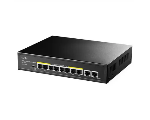 CUDY GS1010PE 8-Port Gigabit PoE+ Switch - 8-Port Netzwerk-Switch mit 120W PoE-Leistung, ideal für die Anbindung von IP-Kameras und Access Points in einem Rack einbaufähigen Design.