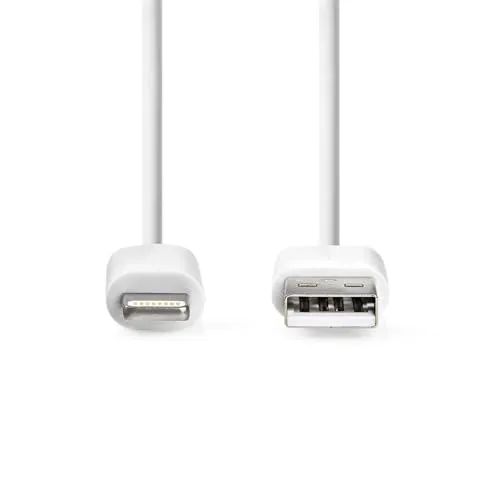 Lightning Kabel - USB 2.0 - Apple Lightning 8-Pin - USB-A Stecker - 480 Mbps - Vernickelt - 3.00 m - Rund - PVC - Weiss - Label
