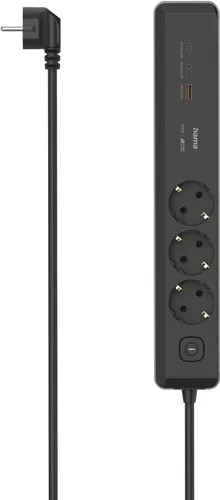 Hama Steckdosenleiste 3-fach USB-C/A 100W PD Schalter 1.4 m - Steckdosenleiste (00223192)