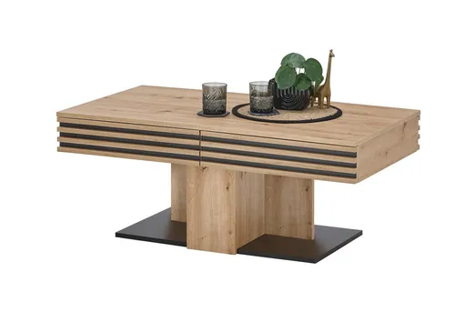 Livetastic Couchtisch Schwarz - Eiche Artisan mit 2 Schubladen - Stylischer Couchtisch aus Holzwerkstoff in Schwarz und Eiche Artisan, bietet praktische 2 Schubladen für zusätzlichen Stauraum und passt perfekt in Ihr Wohnzimmer.