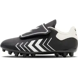 Hummel HATTRICK M.G. JR Fussballschuhe - Fußballschuhe in Schwarz/Weiß, ideal für junge Spieler. Weiches Polyurethan-Obermaterial mit Klettverschluss für optimalen Halt und Komfort.