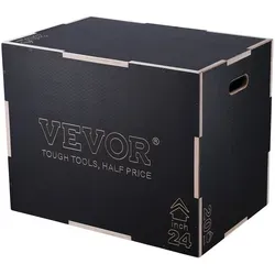 VEVOR 3-in-1 Plyometrische Sprungbox - Fitnessübungs-Step-Up-Box mit 3 Höhen (30/24/20 Zoll) für individuelles Sprungkrafttraining, bis 204 kg Tragfähigkeit, ideal für Heimtraining.