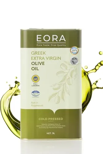 EORA Premium Griechisches Natives Olivenöl Extra 3L (Neue Ernte 25/26) – Hoher Polyphenolgehalt, kaltgepresst, sehr niedriger Säuregehalt ~0,35% – Einzelne Herkunft P.G.I. Lakonien, Griechenland