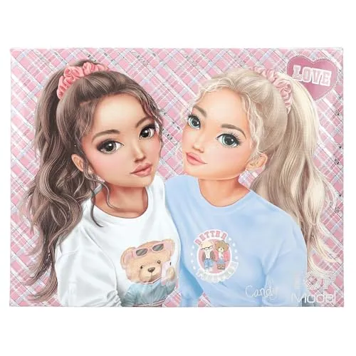 Depesche 13223 TOPModel Team Teddy - Schreibwarenbox in Rosa, mit Model Motiv und Sternen, Mappe mit Bleistiften, Radiergummi uvm.