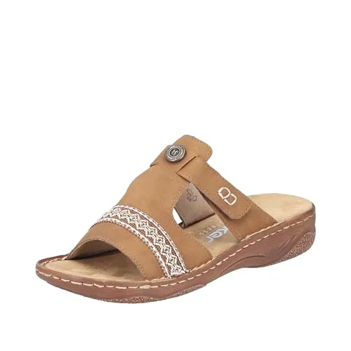 RIEKER Pantolette mit Klettverschluss, Gr. 37 - Bequeme Sommerschuhe aus Lederimitat, ideal für den Urlaub und Freizeitaktivitäten.