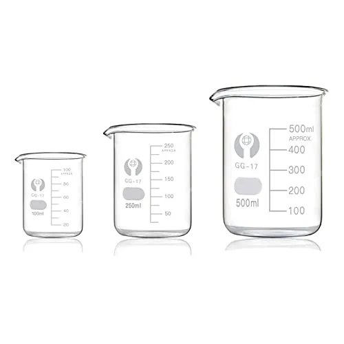 Becherglas 500ml 250ml 100ml Messbecher Borosilikatglas Glasbecher für Labor