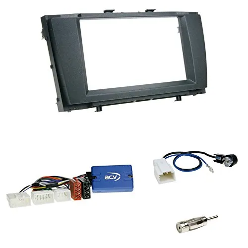 Einbauset: Doppel-DIN 2-DIN Blende/Radioblende Abdeckung - schwarz + LFB Lenkrad Interface Adapter auf ZENEC Radio für Toyota Avensis (T27) 01/2009-2011