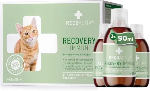 Recoactiv Recovery Immun Diätfutter für Katzen 3x90 ml - Tiergesundheit: Speziell entwickeltes Diätfutter zur Unterstützung des Immunsystems Ihrer Katze, ideal für die Genesung.