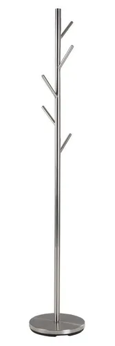 Home4You Kleiderständer Garderobenständer 170 cm - Kleiderständer aus gebürstetem Edelstahl mit 5 Haken, ideal für einen ordentlichen Eingangsbereich und platzsparend mit nur 30 cm Durchmesser.