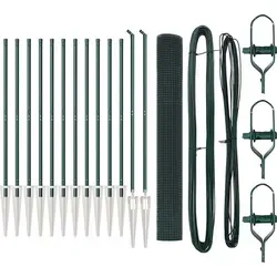 vidaXL Zaun mit Pfosten Grün 1.2 x 25 m Stahl - Gartenzäune, wetterbeständig und UV-beständig, ideal für sichere Außenbereiche und langlebigen Schutz von Gärten und Terrassen.