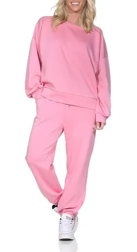 simaranda Damen Trainingsanzug Streetwear Zweiteiler Hoodie + Jogginghose - Stylischer Trainingsanzug für Damen aus hochwertigem Materialmix. Perfekt für Sport und Freizeit, bietet er maximalen Komfort und Bewegungsfreiheit. Pflegeleicht und ideal für entspannte Tage oder aktive Stunden.