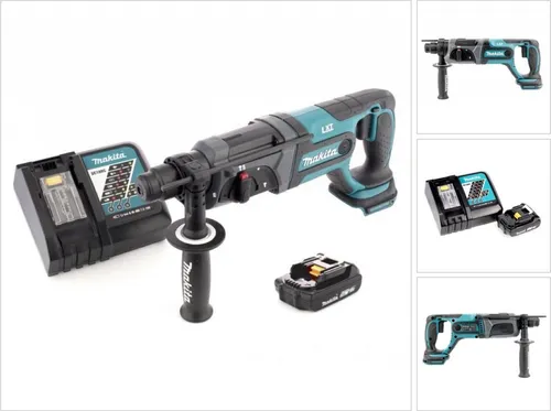 Makita DHR 241 RA1 Akku Bohrhammer 18 V - Akkuschrauber mit 2,0 J Schlagenergie, ideal für anspruchsvolle Bohr- und Meißelarbeiten, inklusive 1x 2,0 Ah Akku und Ladegerät für höchste Flexibilität.
