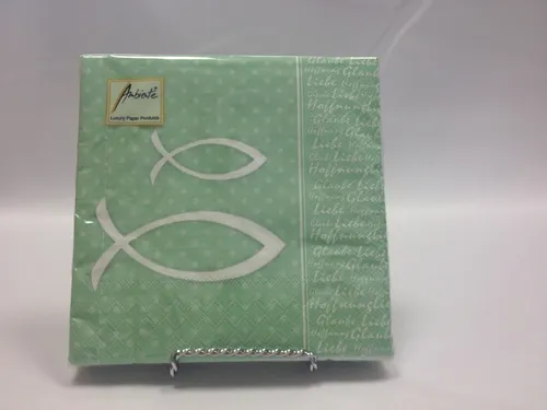 Servietten Glaube Fisch mintgrün 33x33cm Tischdeko Kommunion Konfirmation 20