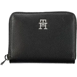 Tommy Hilfiger Damen Portemonnaie Emblem Klein, Schwarz - Damen-Geldbörsen mit Rundum-Reißverschluss, 3 Hauptfächern und vielen Kartenfächern - perfekt für stilbewusste Frauen und ideal als Geschenk.